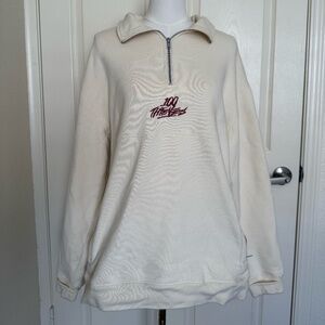 100 Thieves Cream Pullover | Half-Zip | XL (Fits Like L) | Streetwear & Cozy